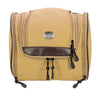 Arkansas Razorbacks Men's Khaki Hanging Toiletry Bag. Durable Water Resistant Bag. Spacious Travel Design. Waxed Canvas Body. Arkansas Gifts