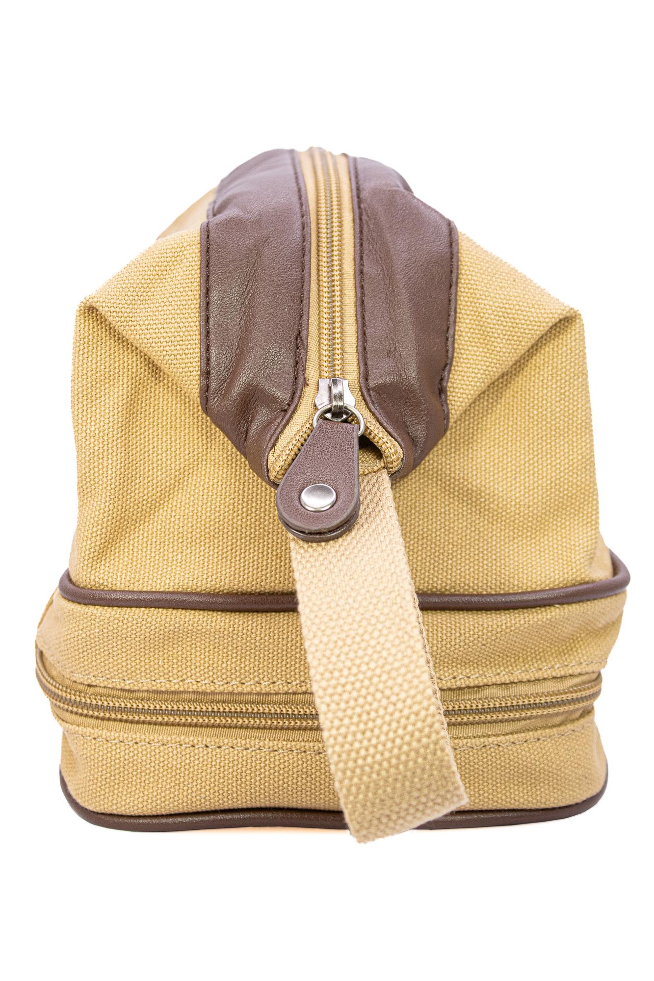 Texas A&M Aggies Men's Canvas Toiletry Bag. Durable Water Resistant Bag. Spacious Travel Design. Waxed Canvas Khaki Body. Aggie Gifts