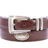Penn State Nittany Lions Men's Collegiate Leather Belt. PSU Gift Merch . Brown Croc Pattern Full Grain Finish With Metal Emblem Conchos.
