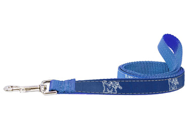 Memphis Tigers Collegiate Woven Ribbon Dog Collar. Pet Lead. Adjustable Nylon Webbing. Snap Buckle and D-ring. Swivel Bolt Snap.