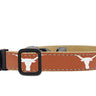 Texas Longhorns Collegiate Woven Ribbon Dog Collar. Pet Lead. Adjustable Nylon Webbing. Snap Buckle and D-ring. Swivel Bolt Snap.