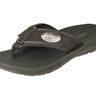 Marlin Men's Flip Flop Sandal. Casual Boat Show. Fishing Gift. Brown Straps With Metal Concho Logo. Cushioned Insole and Non-skid Outsole.