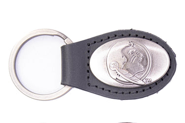 FSU Seminoles Oval Leather Key Fob. Sturdy Split Ring and Durable Stitching. Perfect Collegiate Key Chain Gift. Brown or Black Leather.