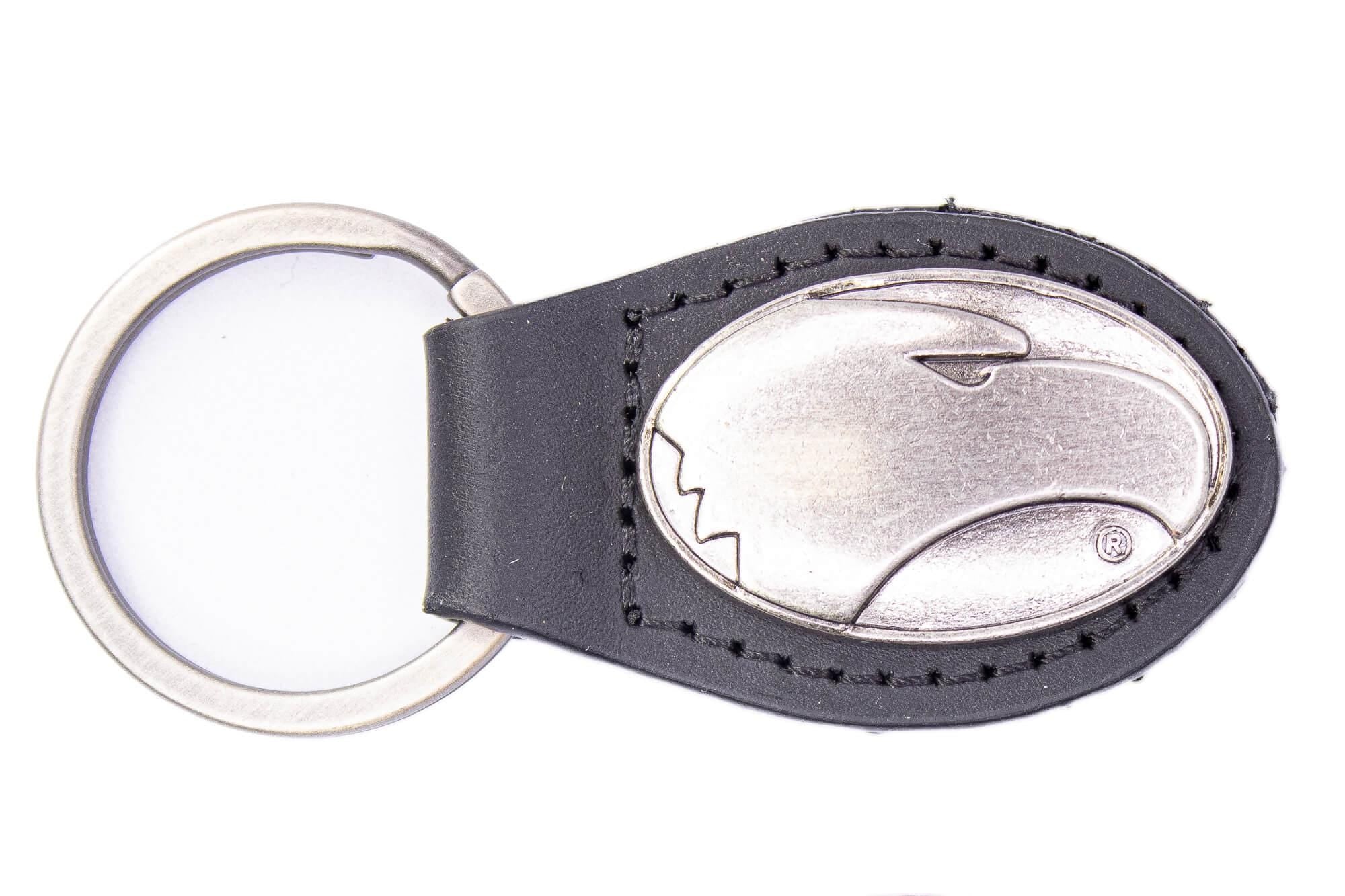 Georgia Southern Eagles Oval Leather Key Fob. Split Ring and Durable Stitching. Perfect Collegiate Key Chain Gift. Brown or Black Leather.