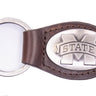 Mississippi State Bulldogs Oval Leather Key Fob. Split Ring and Durable Stitching. Perfect Collegiate Key Chain Gift. Brown or Black Leather