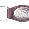 Oklahoma State Cowboys Oval Leather Key Fob. Split Ring and Durable Stitching. Perfect Collegiate Key Chain Gift. Brown or Black Leather.