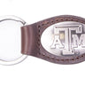 Texas A&M Aggies Oval Leather Key Fob. Sturdy Split Ring and Durable Stitching. Perfect Collegiate Key Chain Gift. Brown or Black Leather.