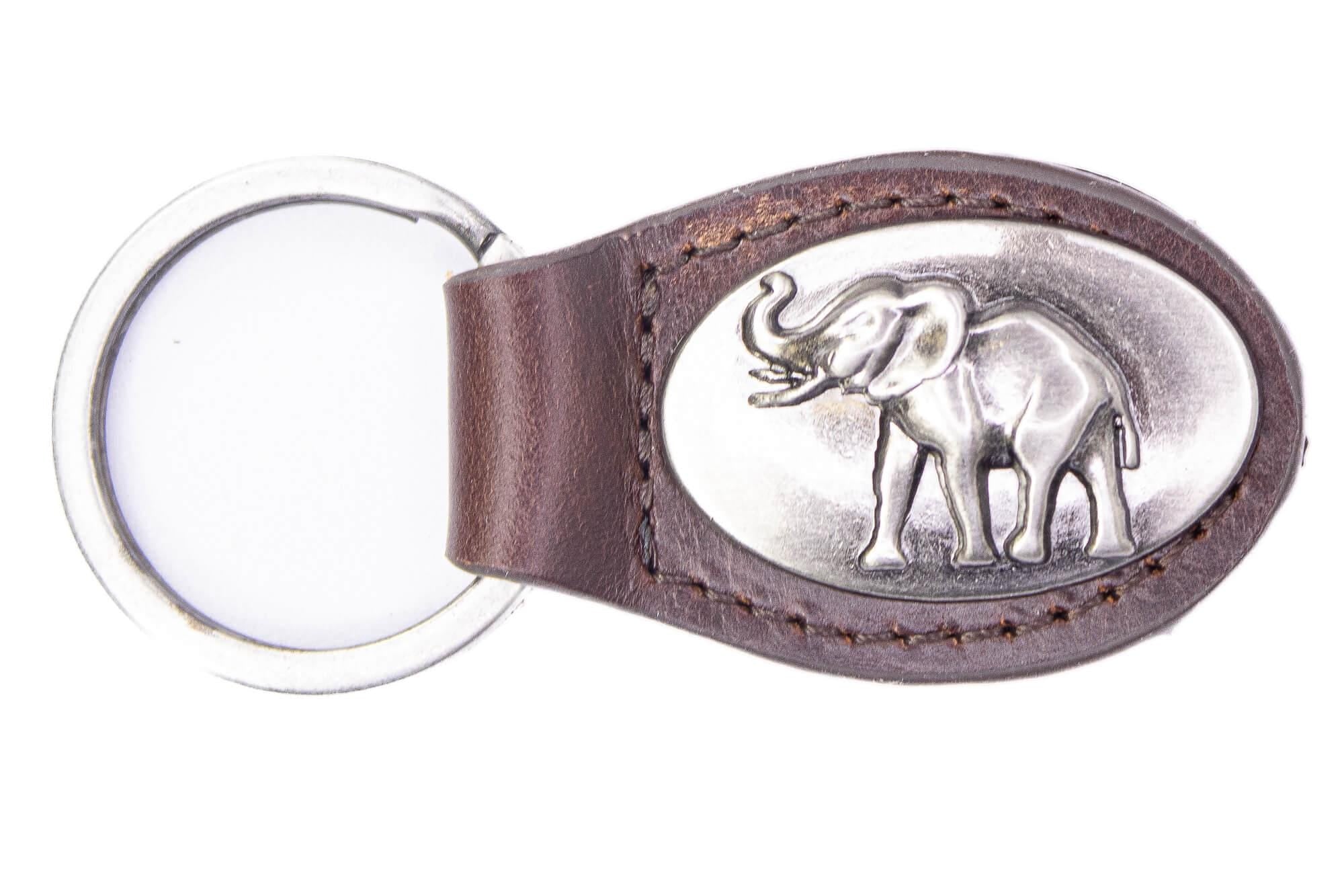 Alabama Crimson Pride Oval Leather Key Fob. Split Ring and Durable Stitching. Perfect Collegiate Key Chain Gift. Brown or Black Leather.