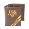 Texas A&M Aggies Men's Embossed Leather Wallet. Texas Trifold. Texas AM Secretary. Brown Collegiate Wallet. Aggies Athletic Print.