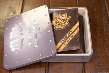 USC Gamecocks Men's Embossed Leather Wallet. USC Trifold. South Carolina Secretary. Brown Collegiate Wallet. Gamcocks Athletic Print.