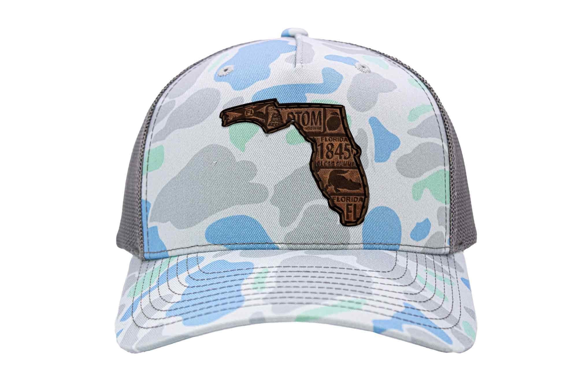 Florida Map Old School Camo Trucker Hat. ZepPro Shop