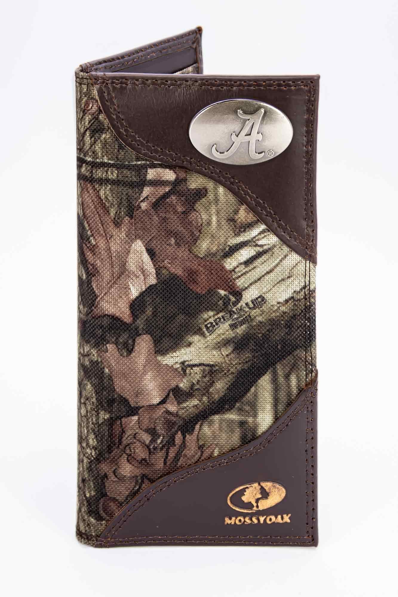 Alabama Crimson Tide Mossy Oak Wallets. Bifold Pass-case. Classic Trifold. Tall Secretary. Mossy Oak Break-up Pattern. Leather Nylon Combo.