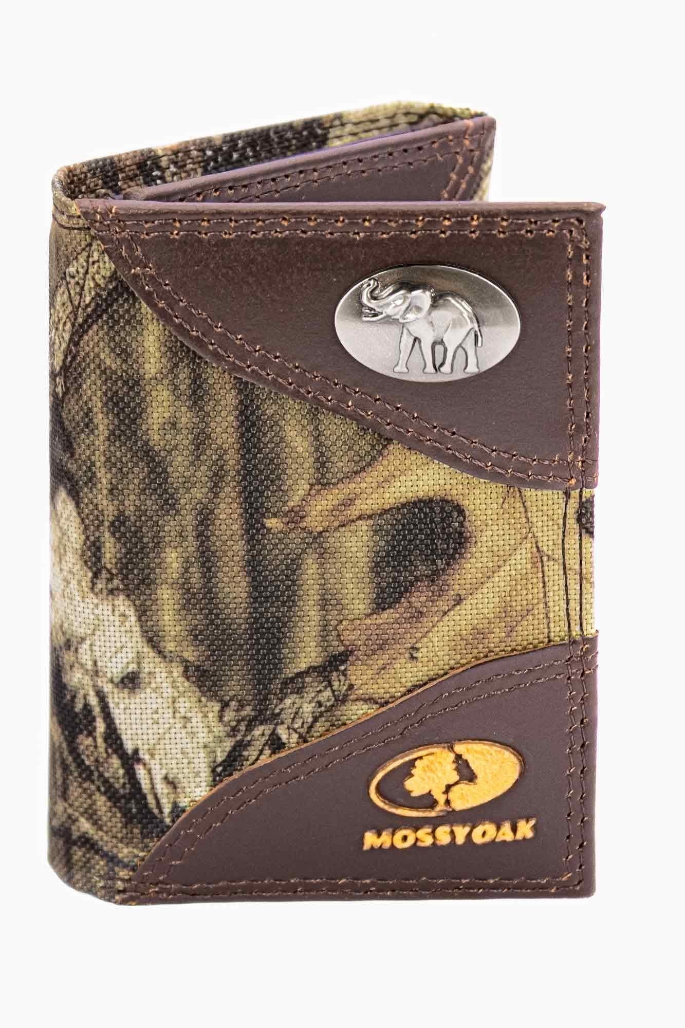 Alabama Big Al Tide Mossy Oak Wallets. Bifold Pass-case. Classic Trifold. Tall Secretary. Mossy Oak Break-up Pattern. Leather Nylon Combo.