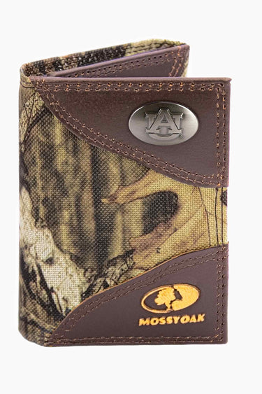 Auburn Tigers Mossy Oak Wallets. Bifold Pass-case. Classic Trifold. Tall Secretary. Mossy Oak Break-up Pattern. Leather Nylon Combo.
