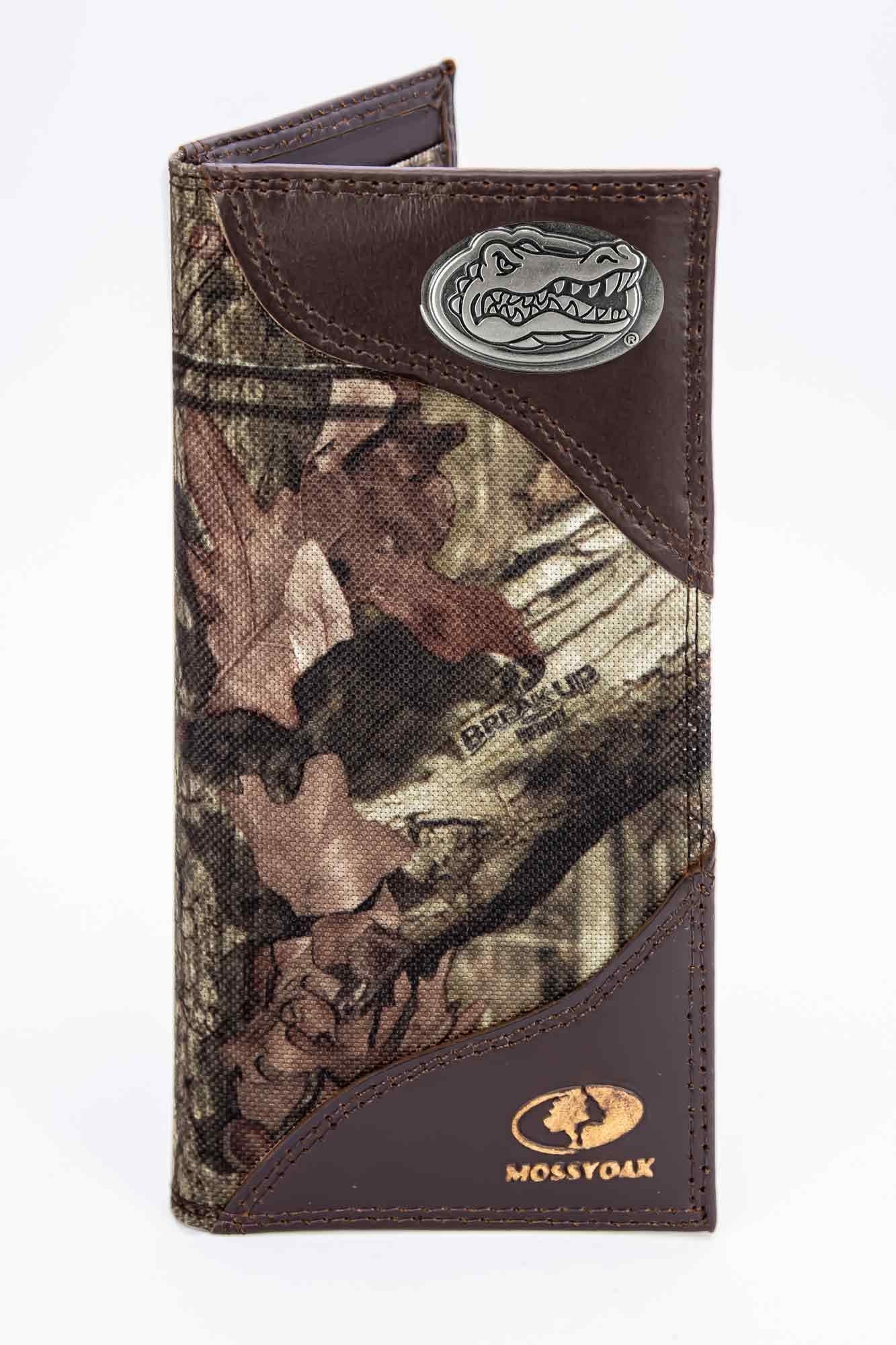 Florida Gators Mossy Oak Wallets. Bifold Pass-case. Classic Trifold. Tall Secretary. Mossy Oak Break-up Pattern. Leather Nylon Combo.
