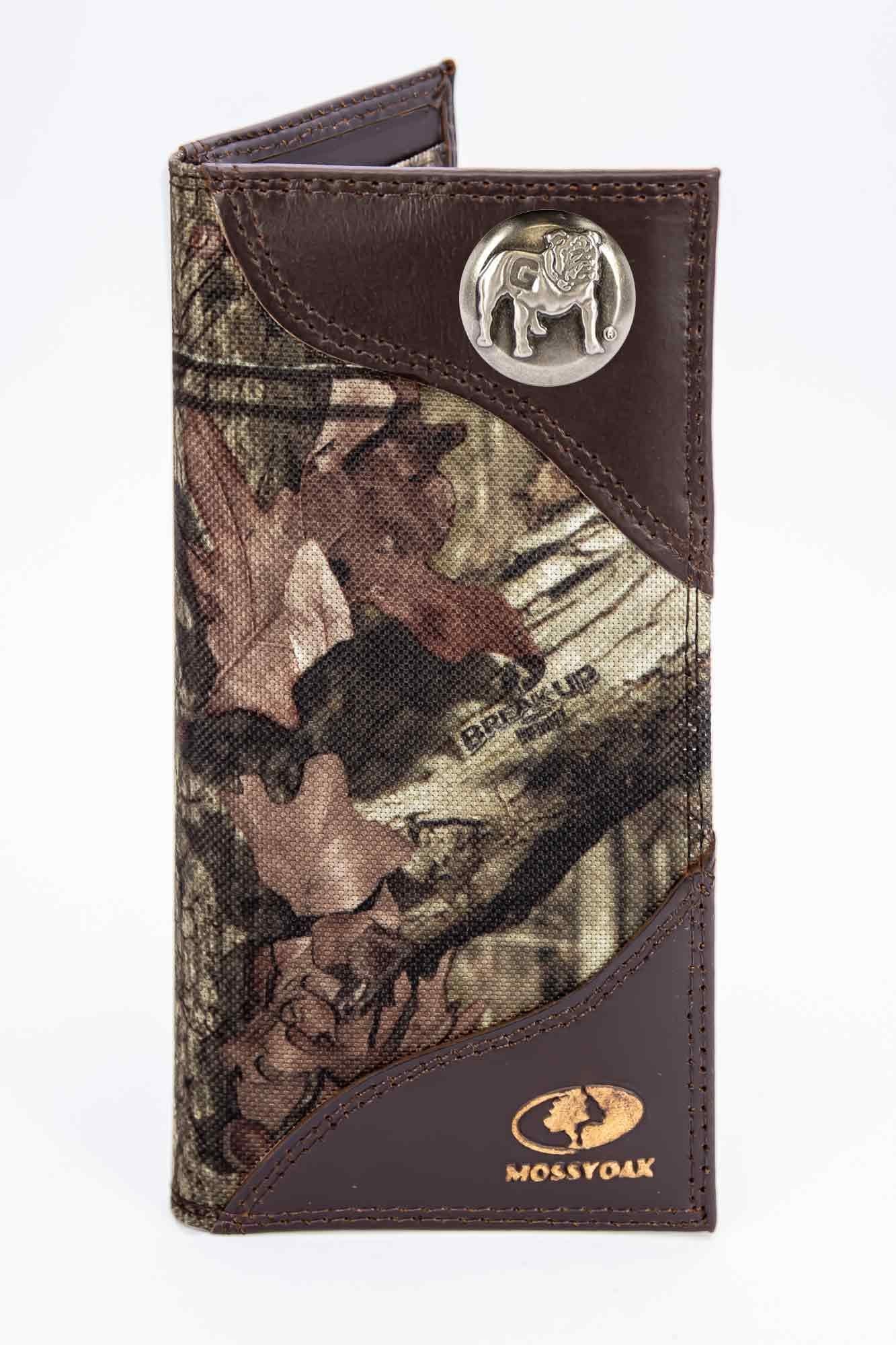 Georgia Bulldogs Mossy Oak Wallets. Bifold Pass-case. Classic Trifold. Tall Secretary. Mossy Oak Break-up Pattern. Leather Nylon Combo. Uga