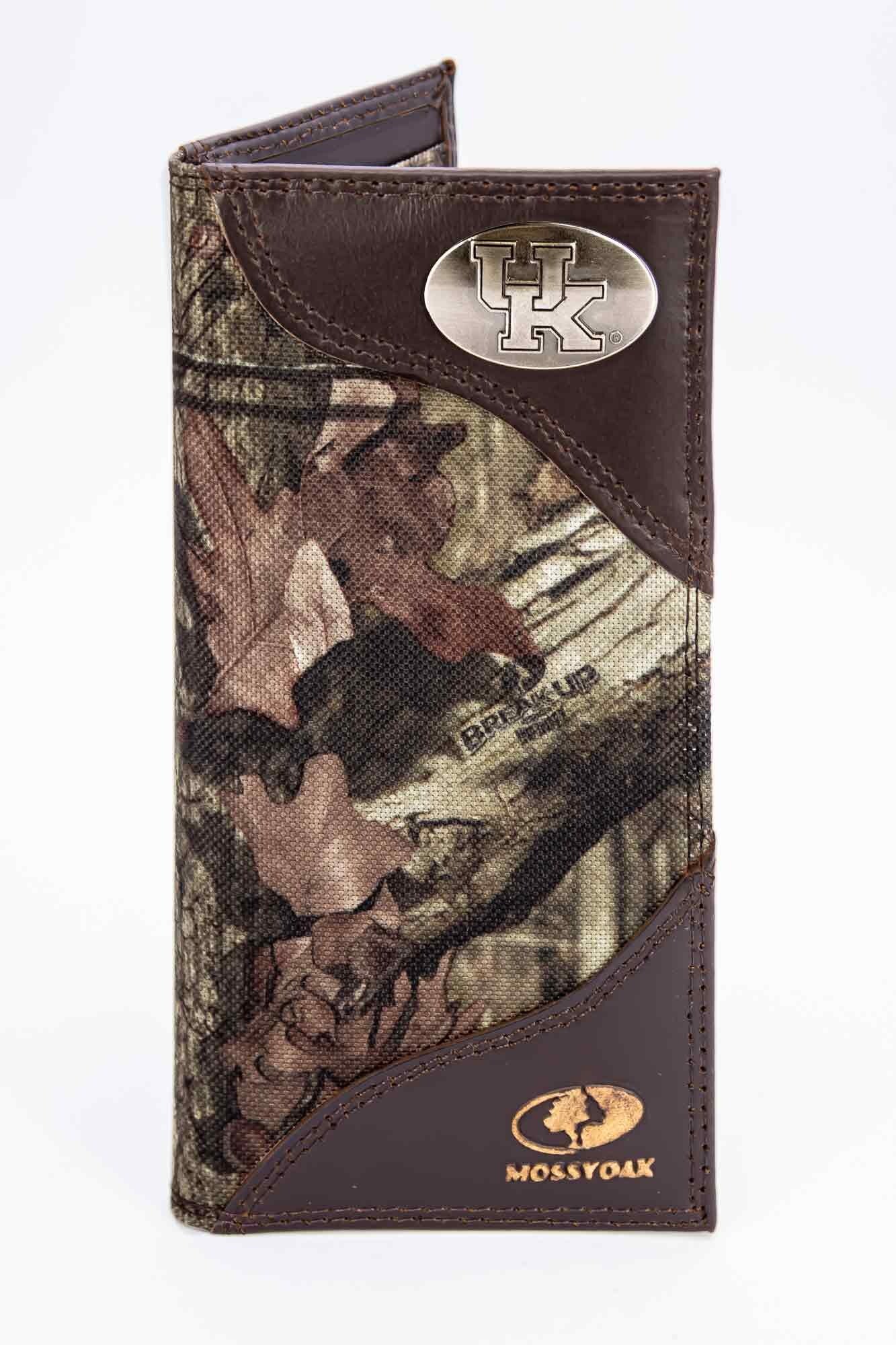 Kentucky Wildcats Mossy Oak Wallets. Bifold Pass-case. Classic Trifold. Tall Secretary. Mossy Oak Break-up Pattern. Leather Nylon Combo.