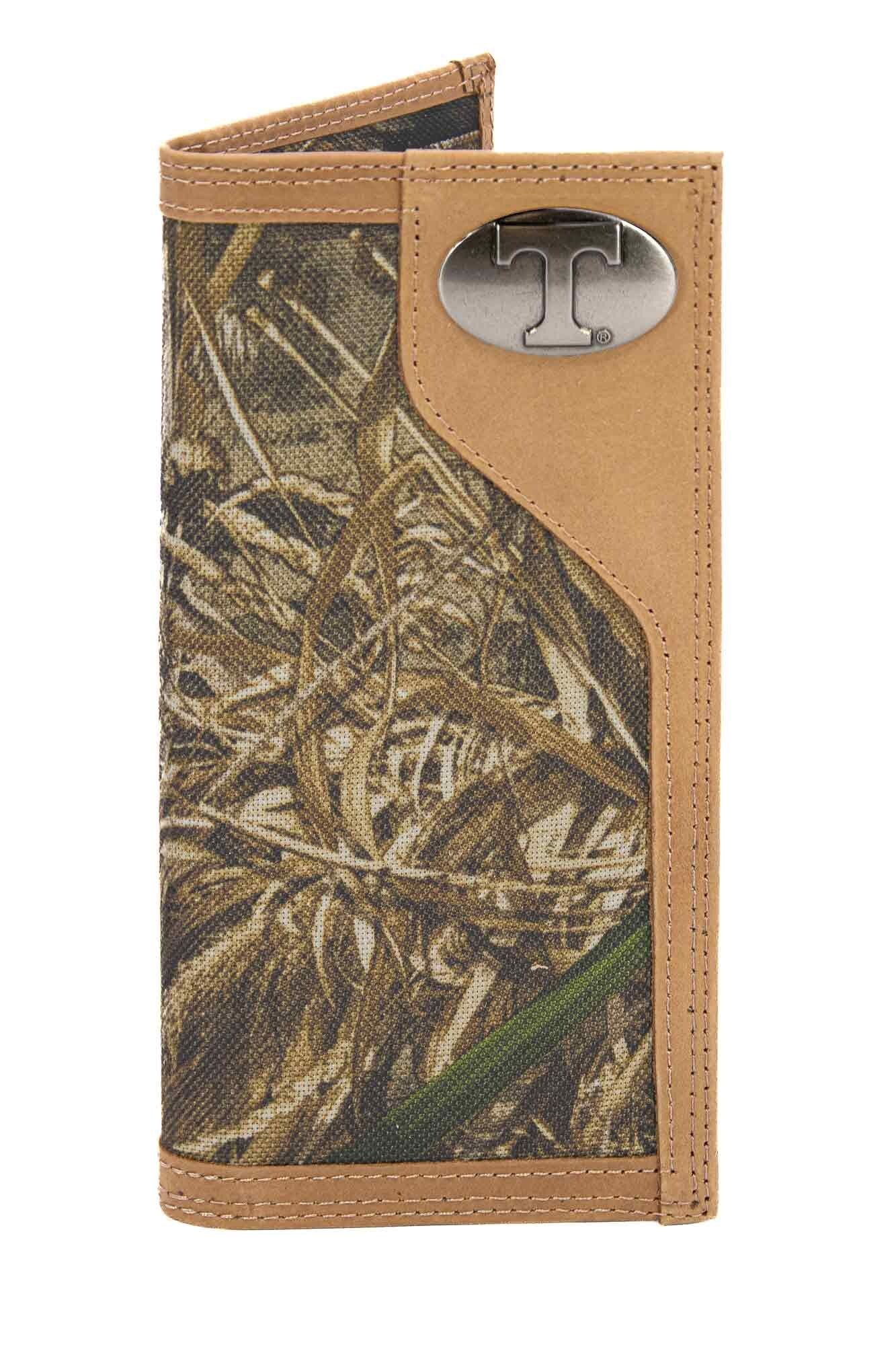 Tennessee Vols Realtree Wallets. Bifold Pass-case. Classic Trifold. Tall Secretary. Realtree Max-5 Pattern. Leather Nylon Combo.