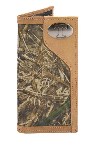 Tennessee Vols Realtree Wallets. Bifold Pass-case. Classic Trifold. Tall Secretary. Realtree Max-5 Pattern. Leather Nylon Combo.