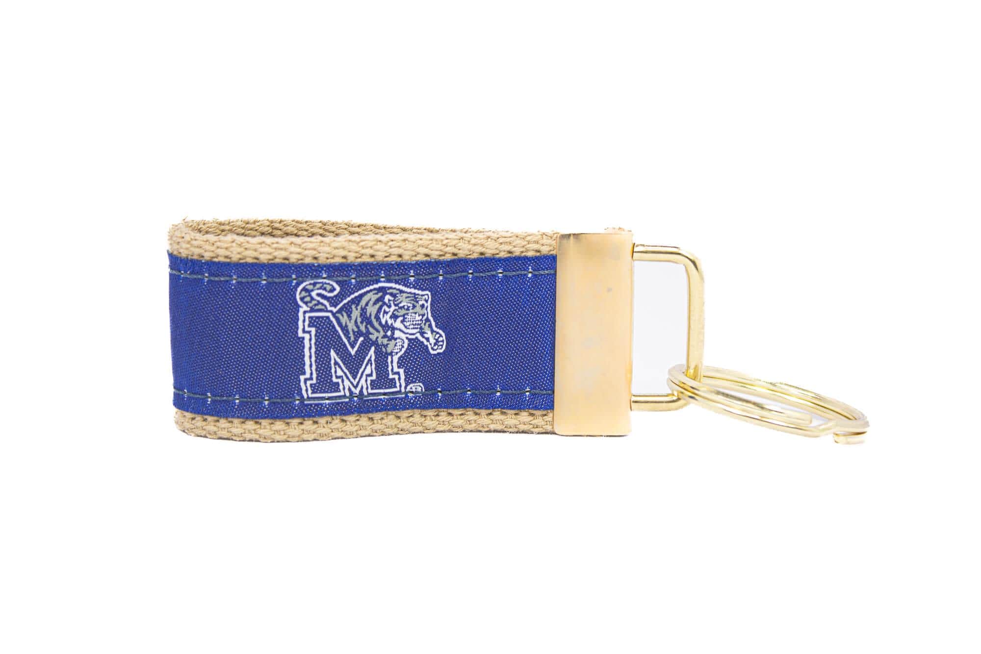 Memphis Tigers Collegiate Woven Ribbon Key Chain. Memphis Key Fob. Memphis Tigers Gift. UofM Key Ring. Brass Clasp and O-Ring.