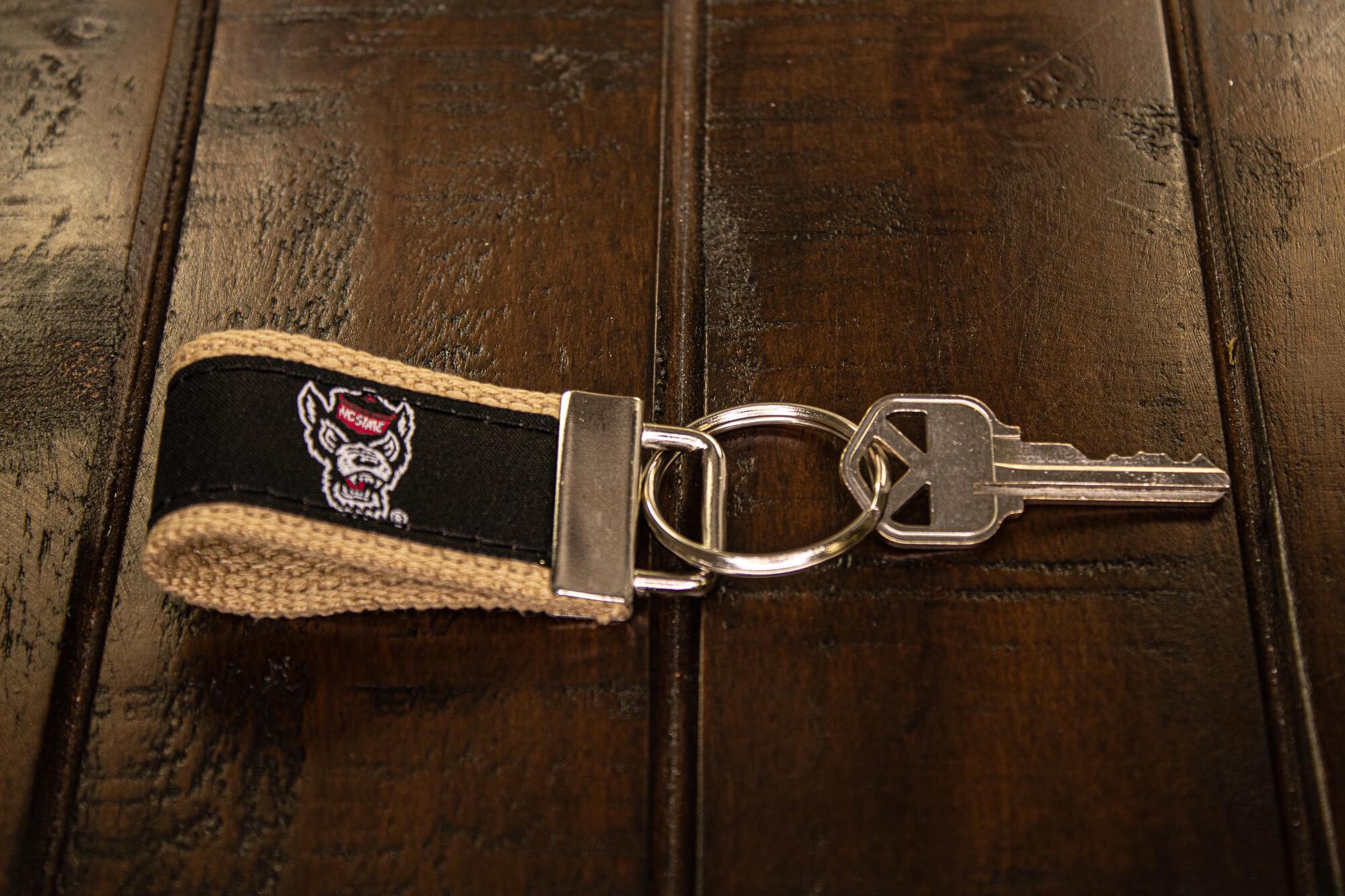 NC State Wolfpack Collegiate Woven Ribbon Key Chain. NC State Key Fob. Wolfpack Gift. NCS Key Ring. Brass Clasp and O-Ring.