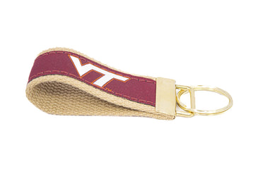 Virginia Tech Hokies Collegiate Woven Ribbon Key Chain. Hokies Key Fob. VT Gift. VT Hokies Key Ring. Brass Clasp and O-Ring.
