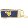 West Virginia Mountaineers Collegiate Woven Ribbon Key Chain. WVU Key Fob. Mountaineers Gift. WVU Key Ring. Brass Clasp and O-Ring.