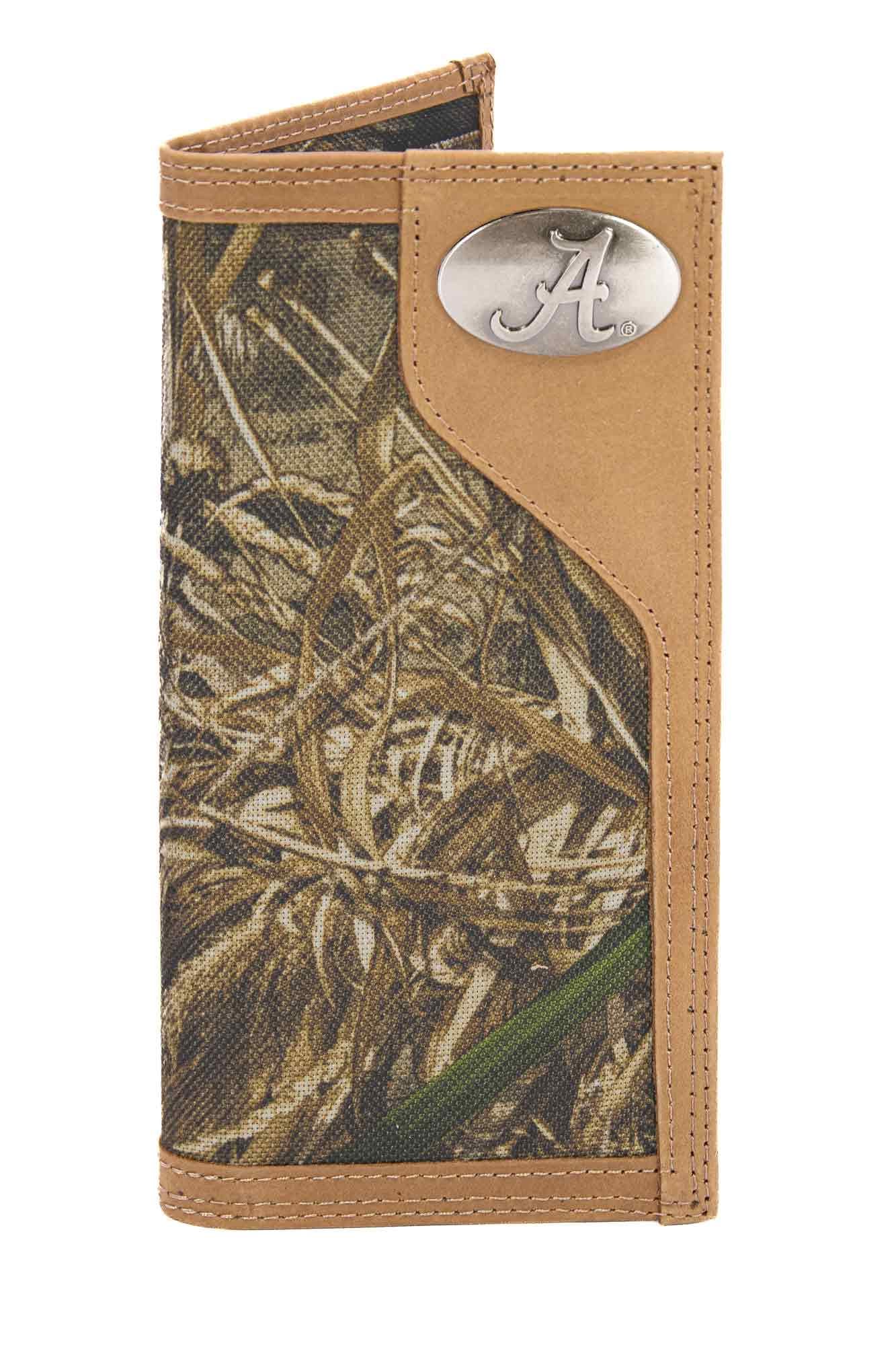 Alabama Crimson Tide Realtree Wallets. Bifold Pass-case. Classic Trifold. Tall Secretary. Realtree Max-5 Pattern. Leather Nylon Combo.
