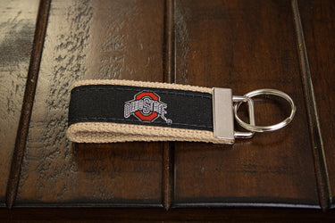 Ohio State Buckeyes Collegiate Woven Ribbon Key Chain. OSU Key Fob. Buckeyes Gift. Brass Clasp and O-Ring.