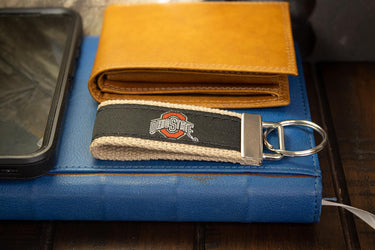 Ohio State Buckeyes Collegiate Woven Ribbon Key Chain. OSU Key Fob. Buckeyes Gift. Brass Clasp and O-Ring.