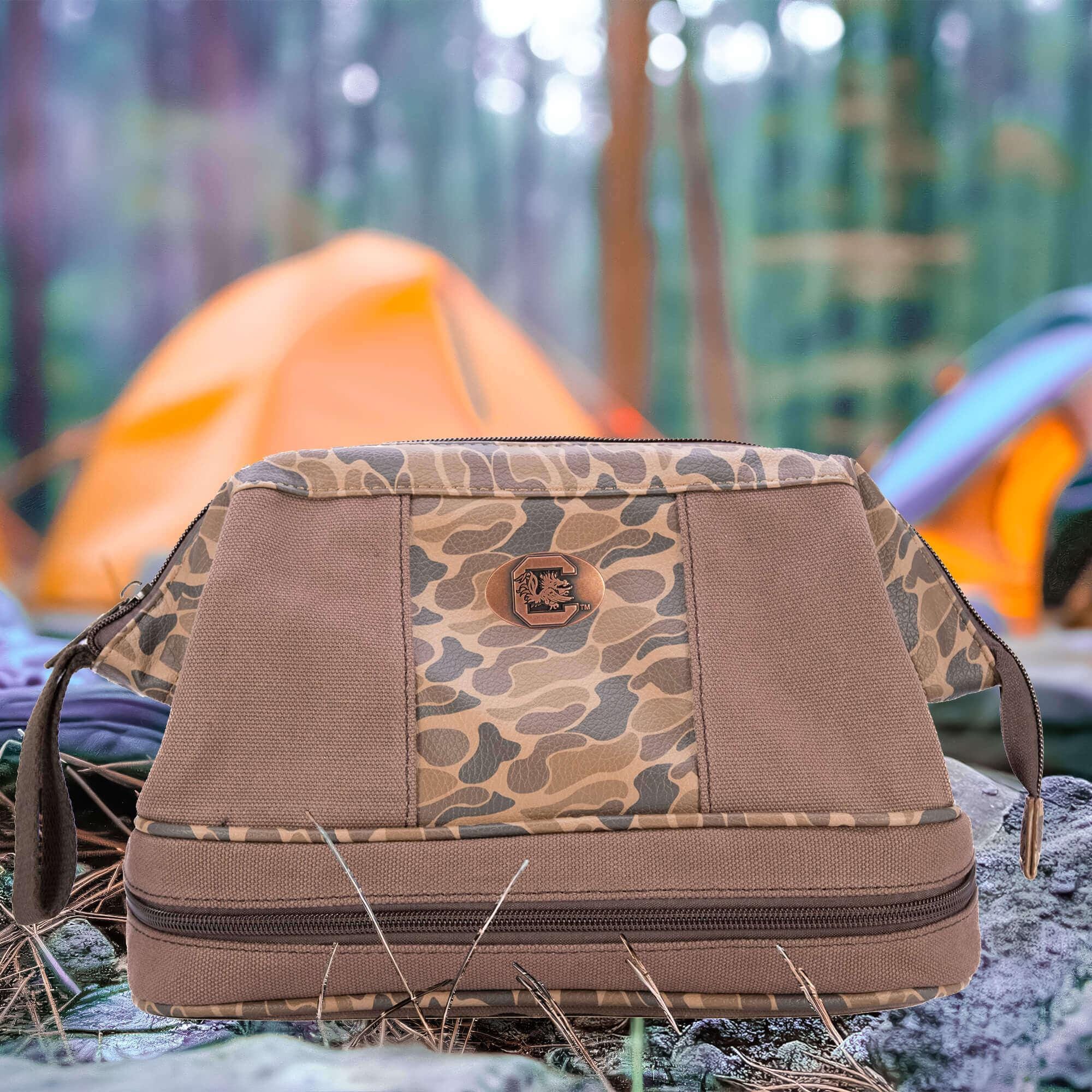 USC Gamecocks Camo Canvas Toiletry Bag. USC Dopp Kit - Toiletry Bag For Travel - Carolina Travel Accessory - Camo Print Toiletry Bag