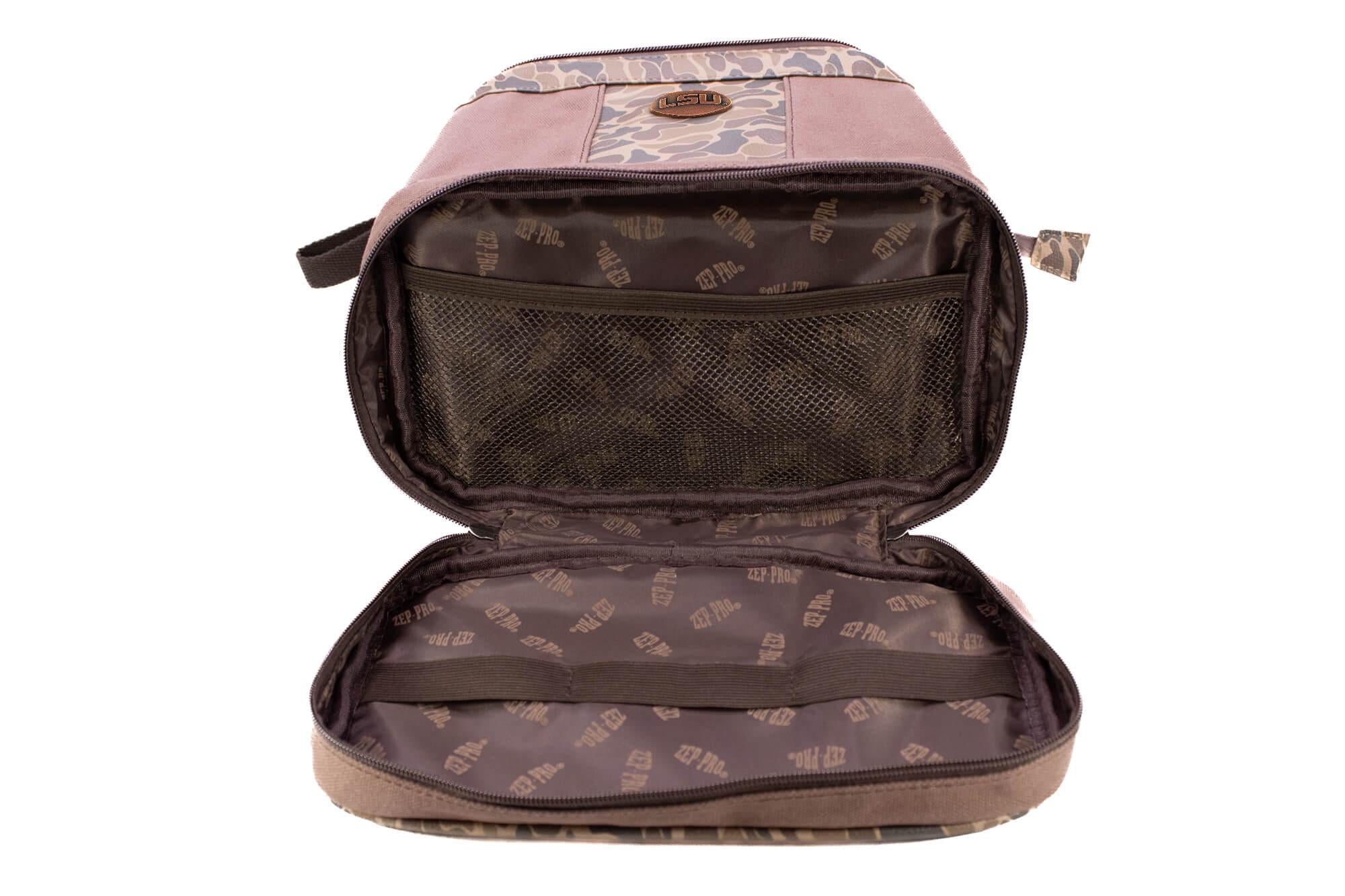 LSU Tigers Camo Canvas Toiletry Bag. LSU Dopp Kit - Toiletry Bag For Travel - LSU Tigers Travel Accessory - Camo Print Toiletry Bag