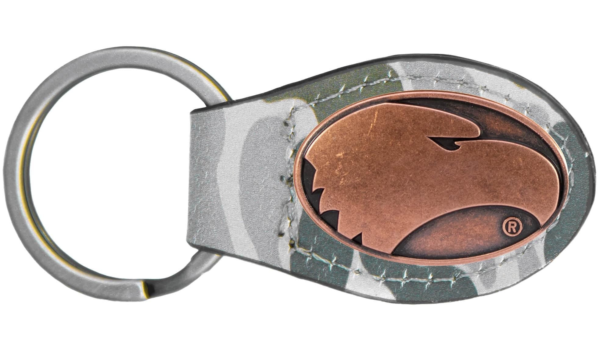 Georgia Southern Eagles Oval Camo Leather Key Fob. Split Ring and Durable Stitching. Collegiate Key Chain Gift. Old School Camo Key Chain.