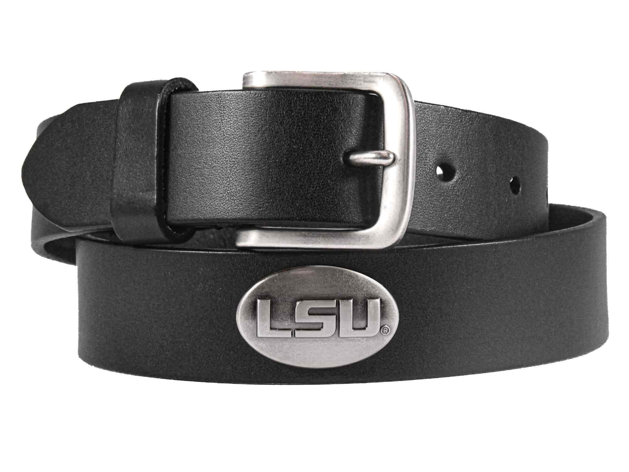 LSU Tigers Men's Collegiate Brown Leather Concho Belt.