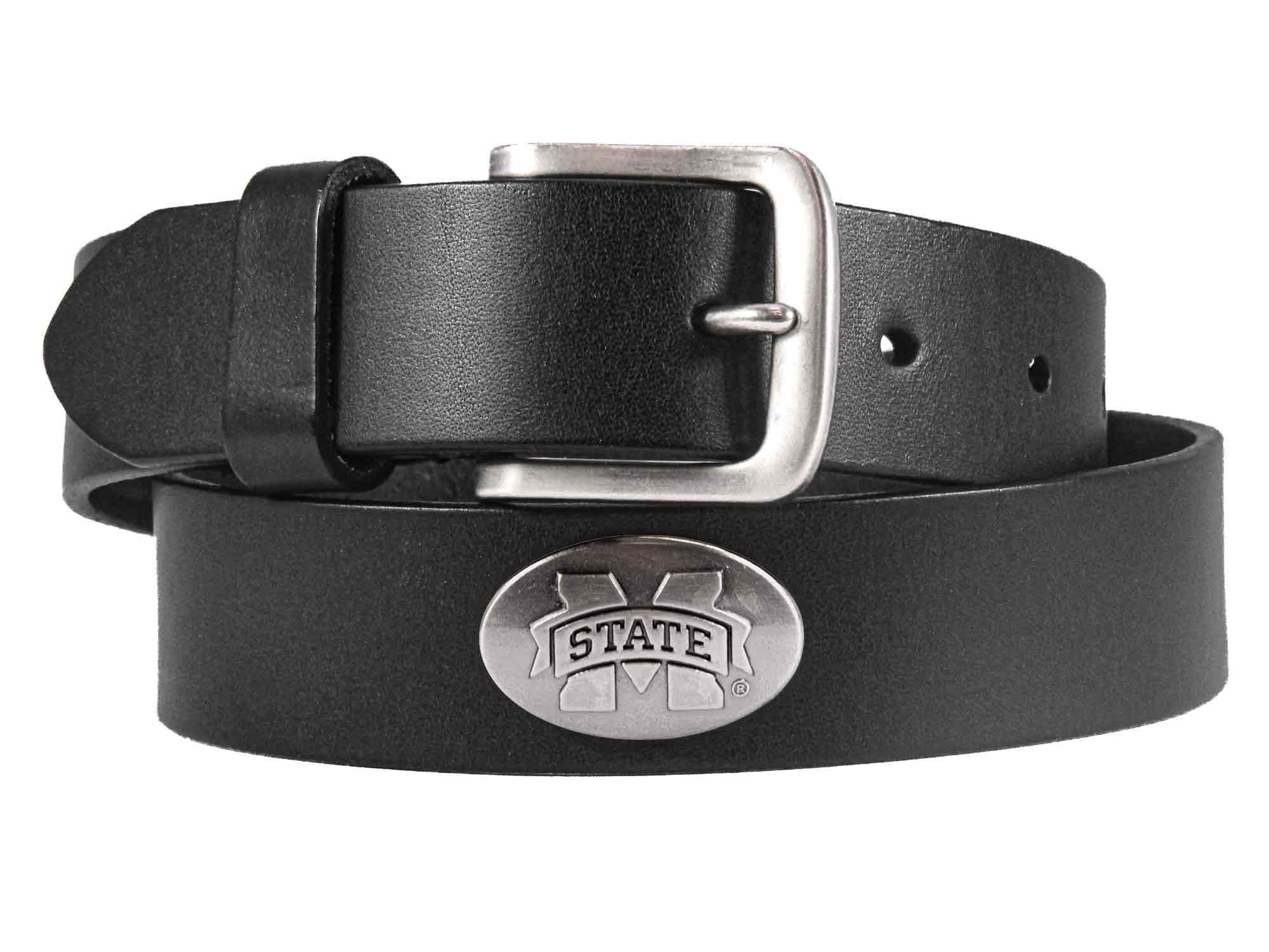 Mississippi State Bulldogs Men's Collegiate Brown Leather Concho Belt.