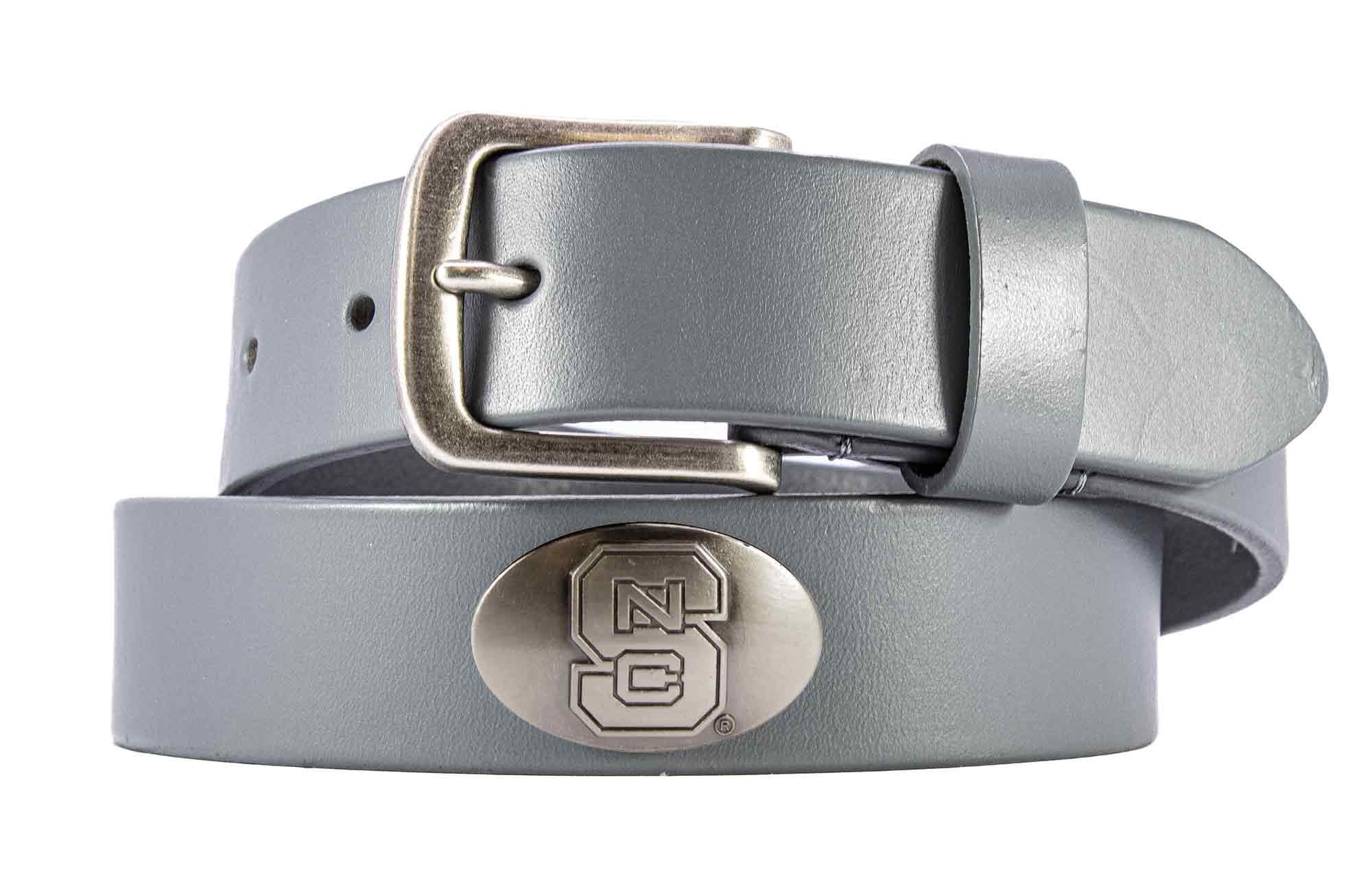 NC State Wolfpack Men's Collegiate Brown Leather Concho Belt.