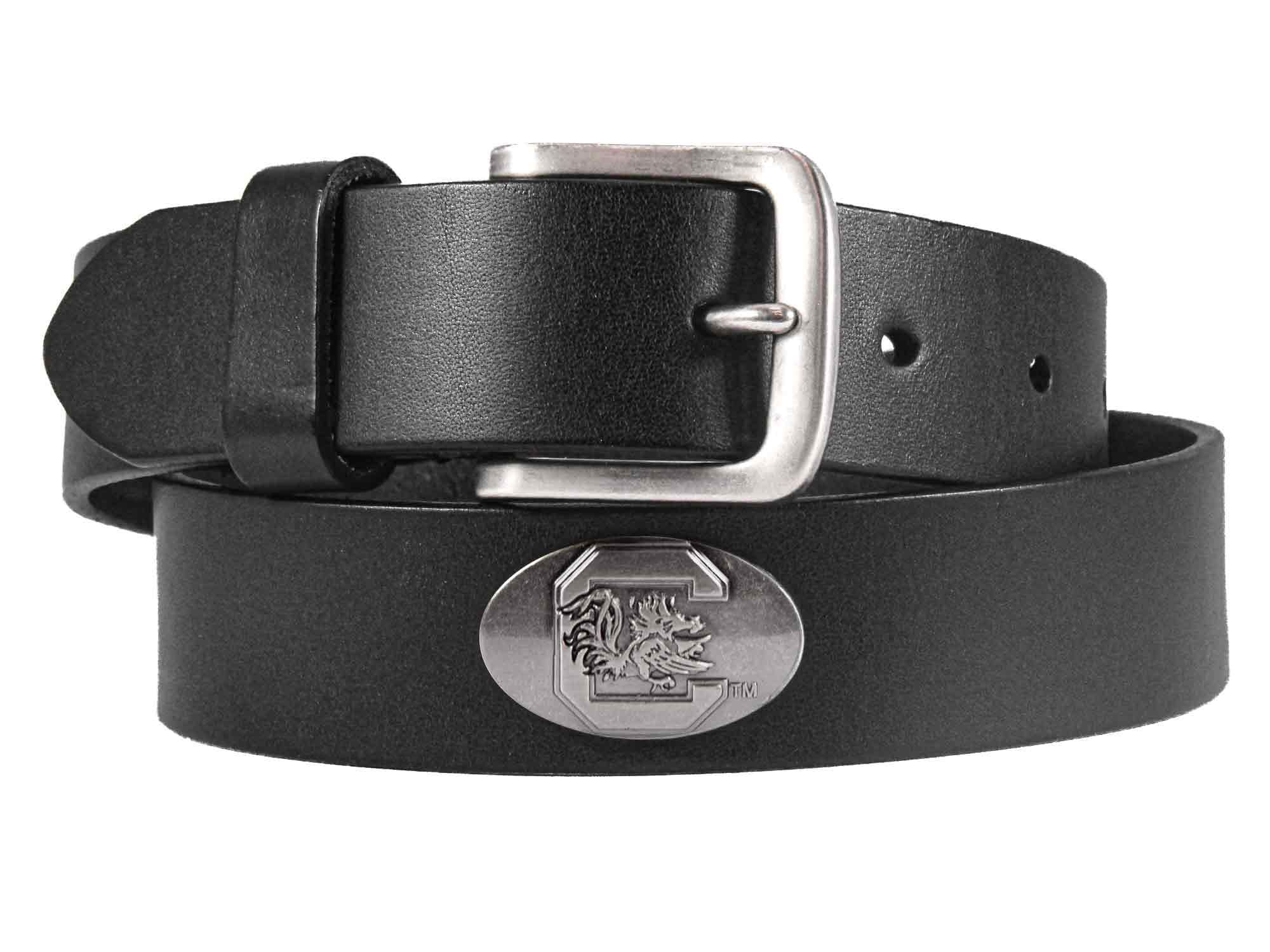 South Carolina Gamecocks Men's Collegiate Brown Leather Concho Belt.