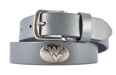 West Virginia Mountaineers Men's Collegiate Brown Leather Concho Belt.