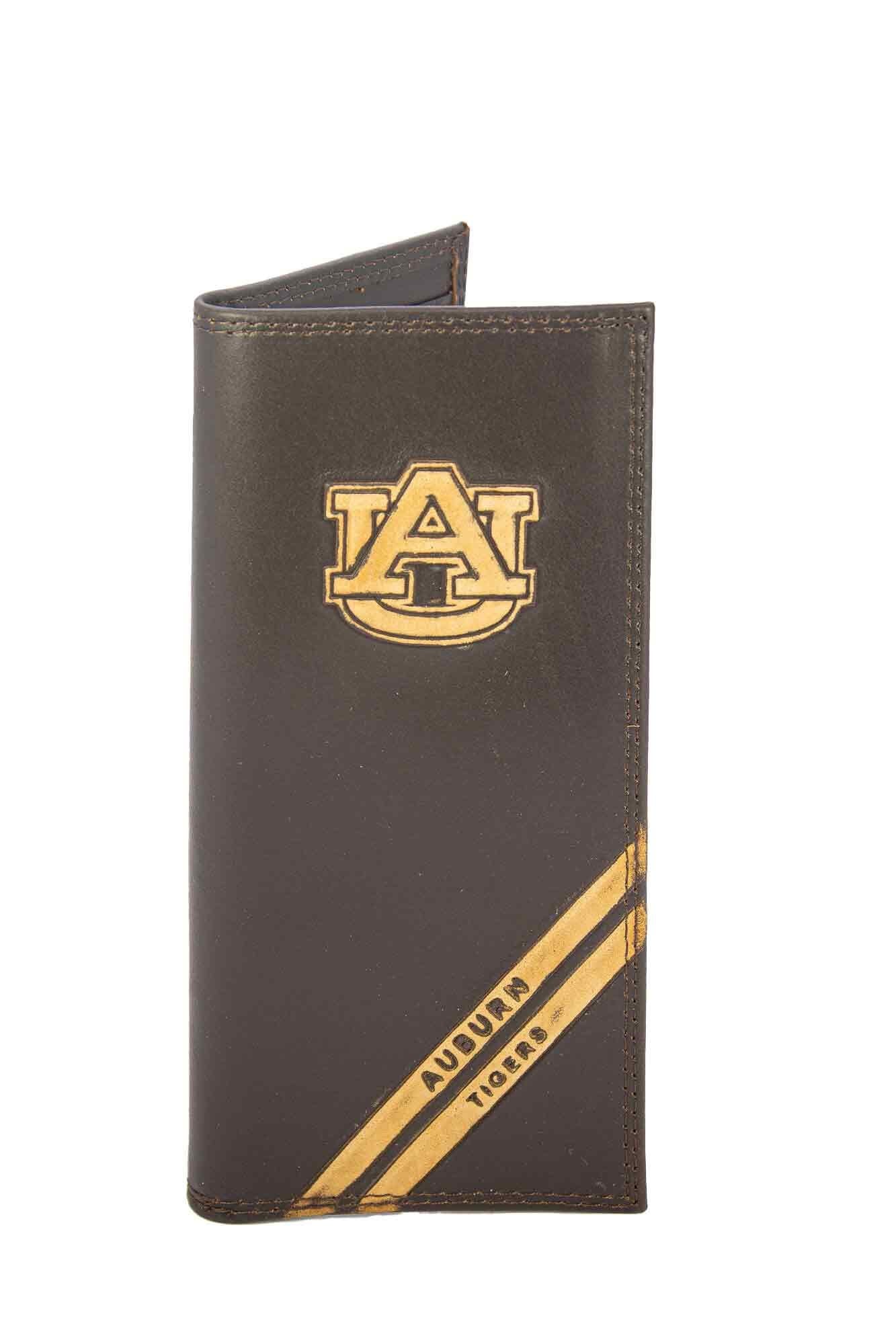 Auburn Tigers Men's Embossed Leather Wallet. Auburn Trifold. Auburn Secretary. Brown Collegiate Wallet. Tigers Athletic Print.