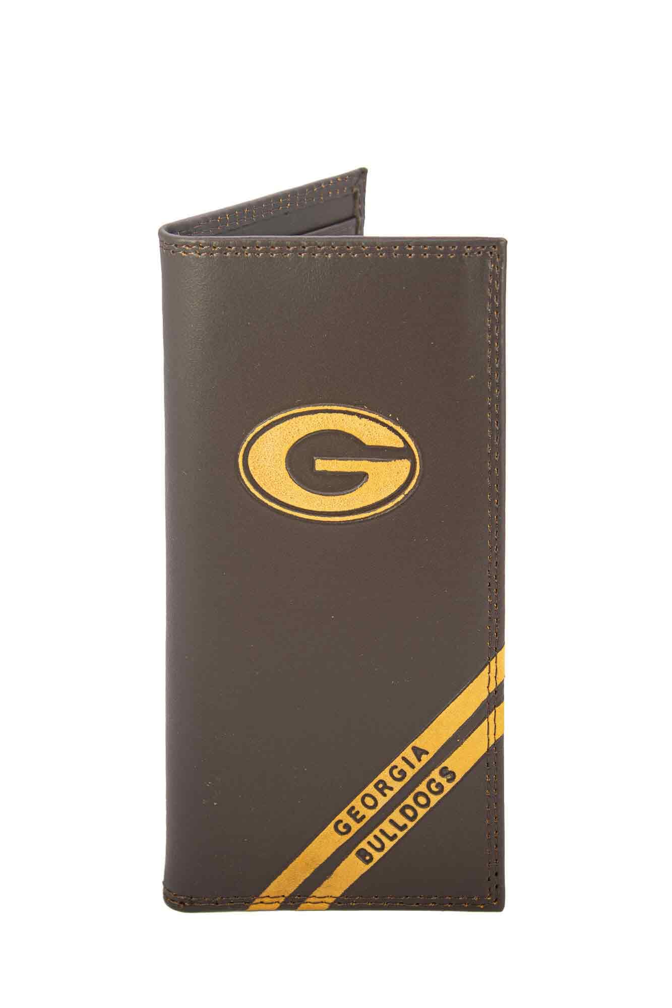 Georgia Bulldogs Men's Embossed Leather Wallet. UGA Dawgs Trifold. Georgia Secretary. Brown Collegiate Wallet. Bulldogs Athletic Print.