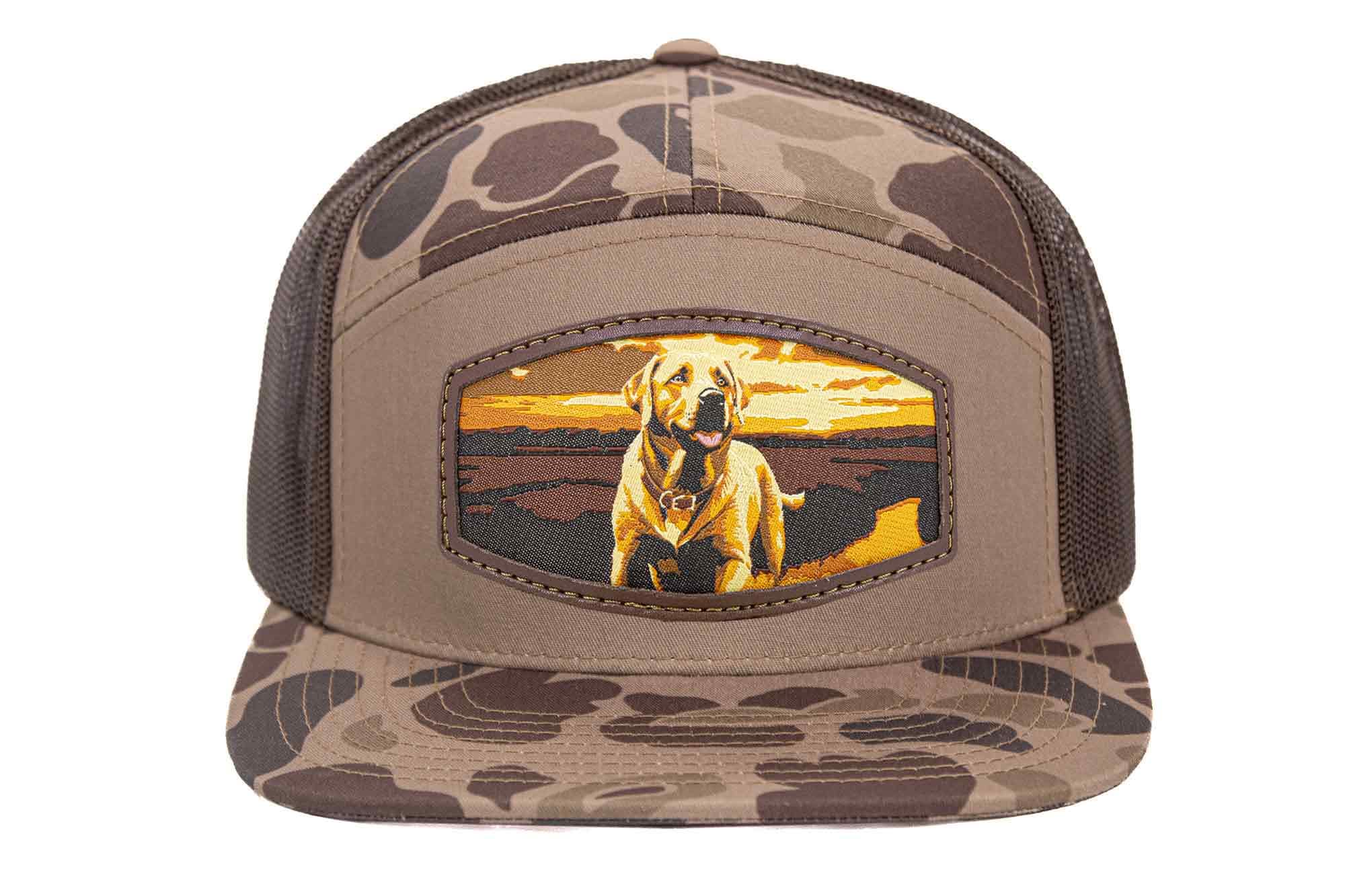 Lab Woven Patch Old School Camo Hat. 7-Panel Modern Flat Bill Cap. Richardson 168 Trucker Snapback Hat. Zep-Pro Trucker Hat. Yellow Lab Cap