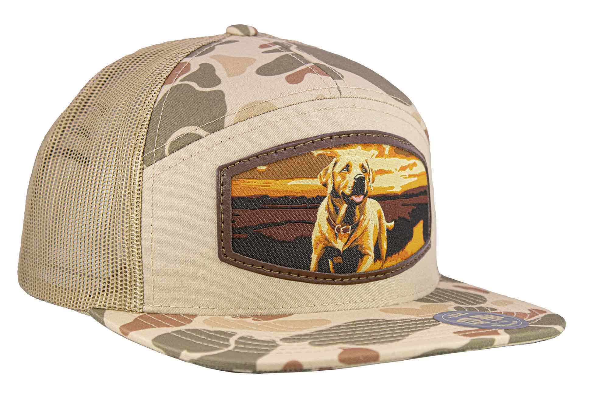 Lab Woven Patch Old School Camo Hat. 7-Panel Modern Flat Bill Cap. Richardson 168 Trucker Snapback Hat. Zep-Pro Trucker Hat. Yellow Lab Cap