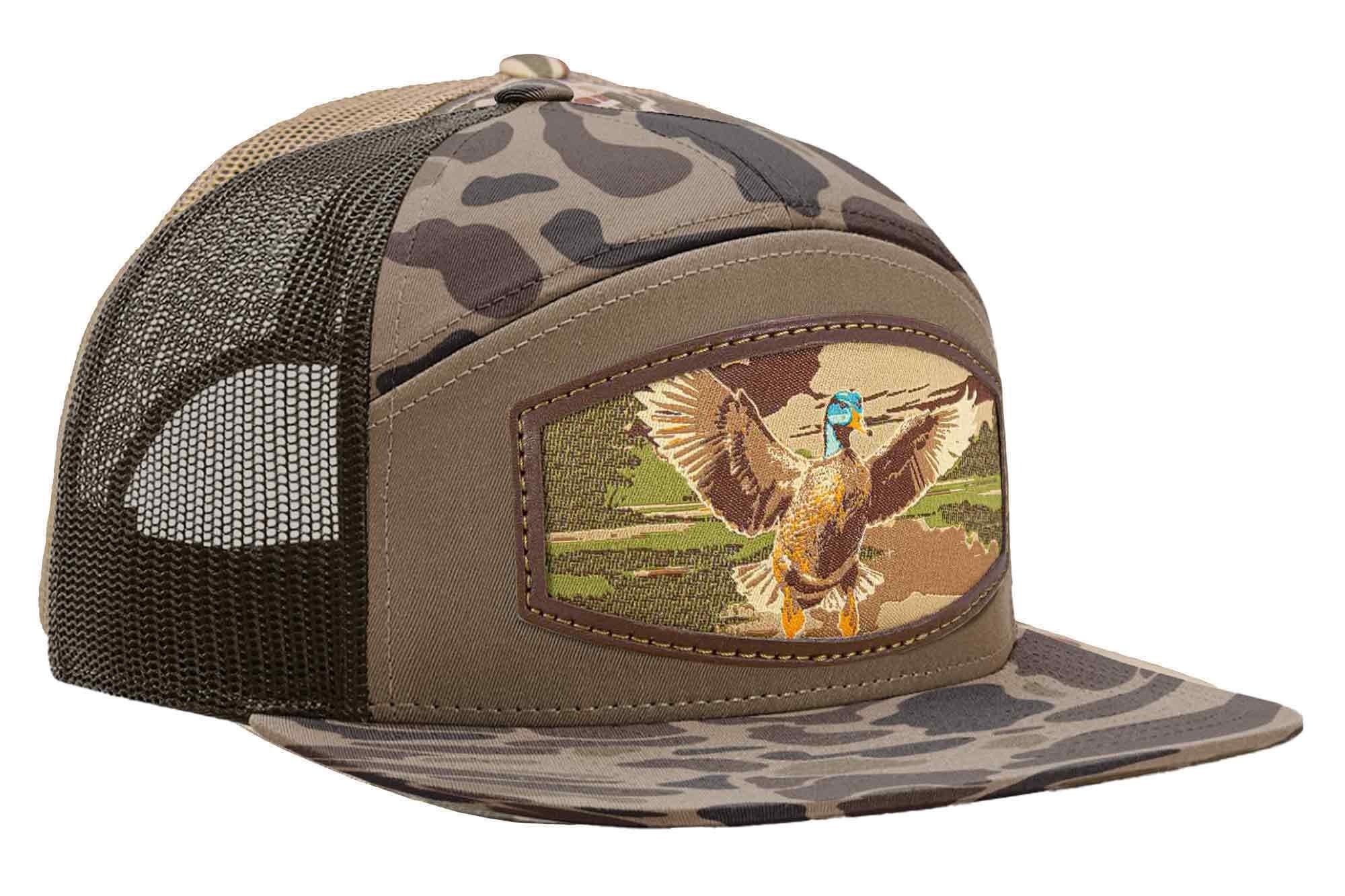 Mallard Woven Patch Old School Camo Hat. 7-Panel Modern Flat Bill Cap. Richardson 168 Trucker Snapback Hat. Zep-Pro Trucker Hat. Duck Cap
