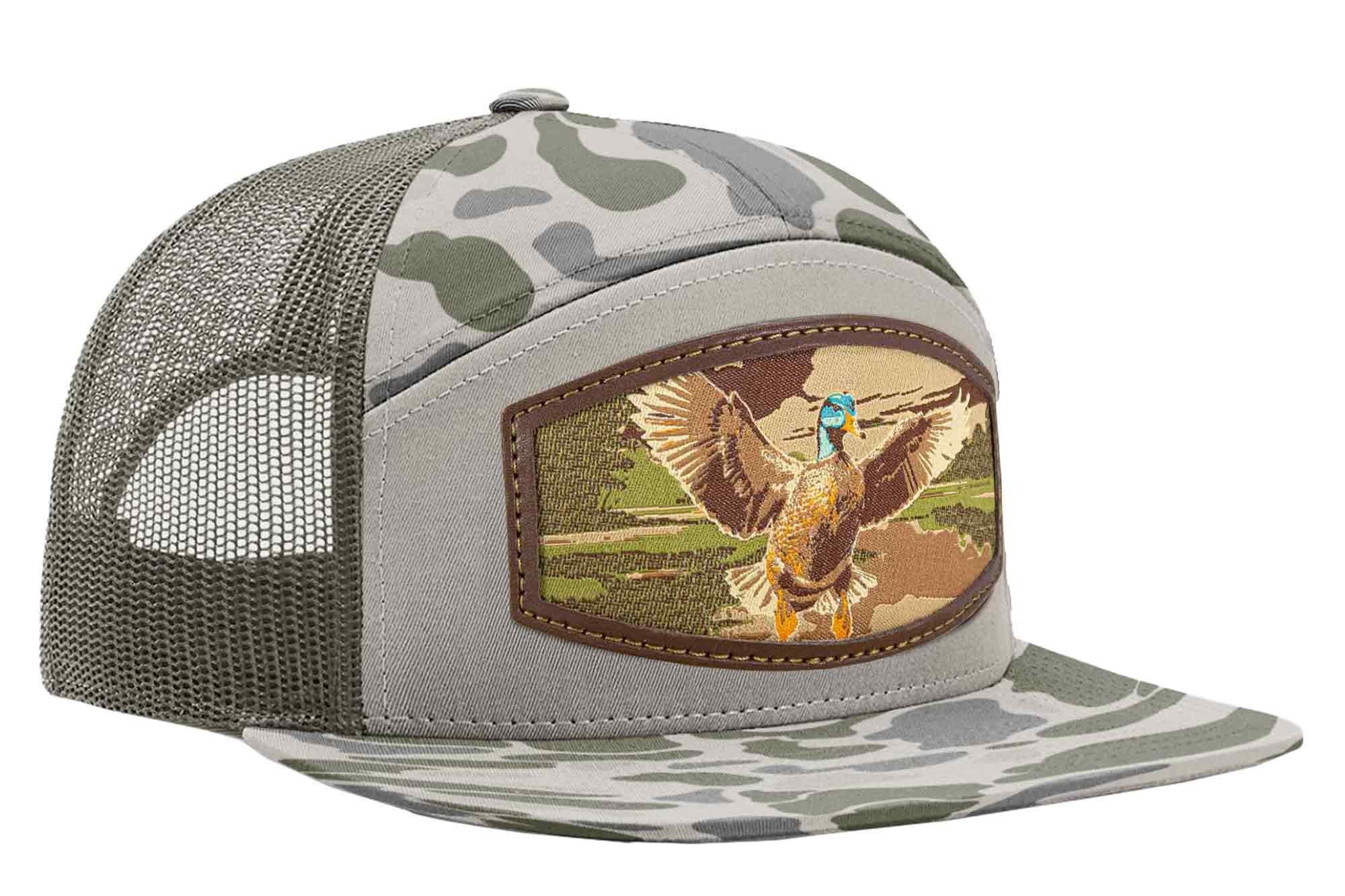 Mallard Woven Patch Old School Camo Hat. 7-Panel Modern Flat Bill Cap. Richardson 168 Trucker Snapback Hat. Zep-Pro Trucker Hat. Duck Cap