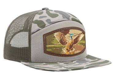 Mallard Woven Patch Old School Camo Hat. 7-Panel Modern Flat Bill Cap. Richardson 168 Trucker Snapback Hat. Zep-Pro Trucker Hat. Duck Cap