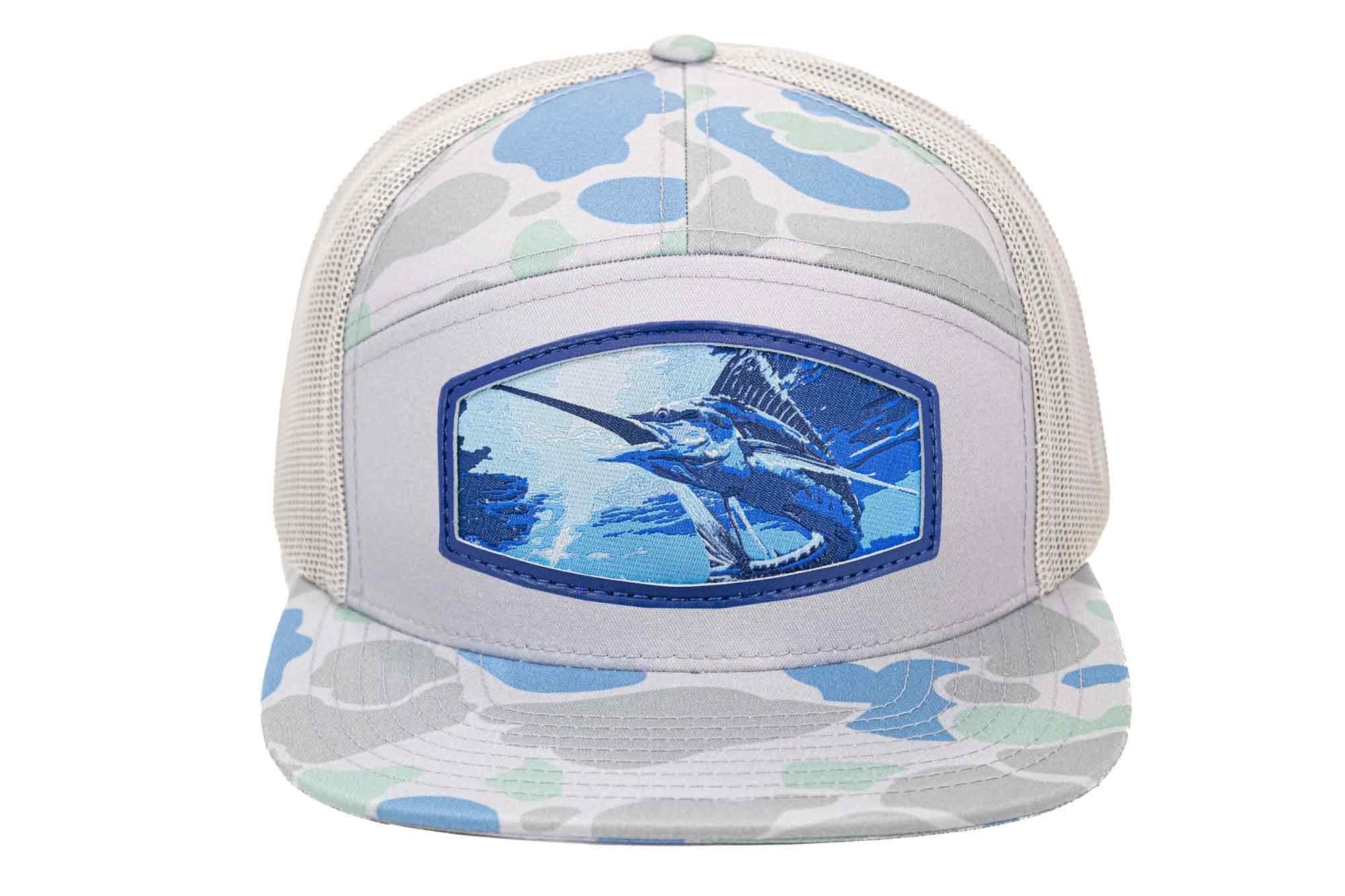 Marlin Woven Patch Old School Camo Hat. 7-Panel Modern Flat Bill Cap. Richardson 168 Trucker Snapback Hat. Zep-Pro Trucker Hat. Fishing Cap