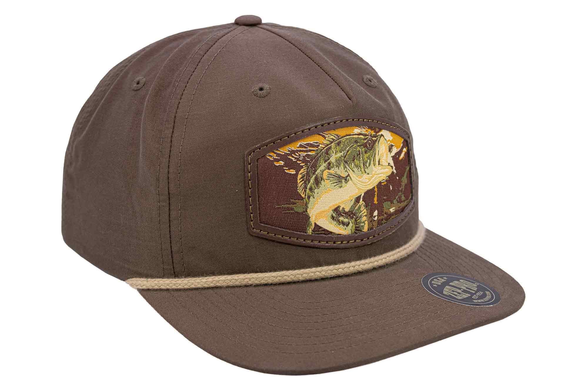 Bass Woven Patch Rope Hat. 5-Panel Modern Flat Bill Cap. Richardson Golf Snapback Cap. Zep-Pro Trucker Hat. Largemouth Bass. Fishing Merch
