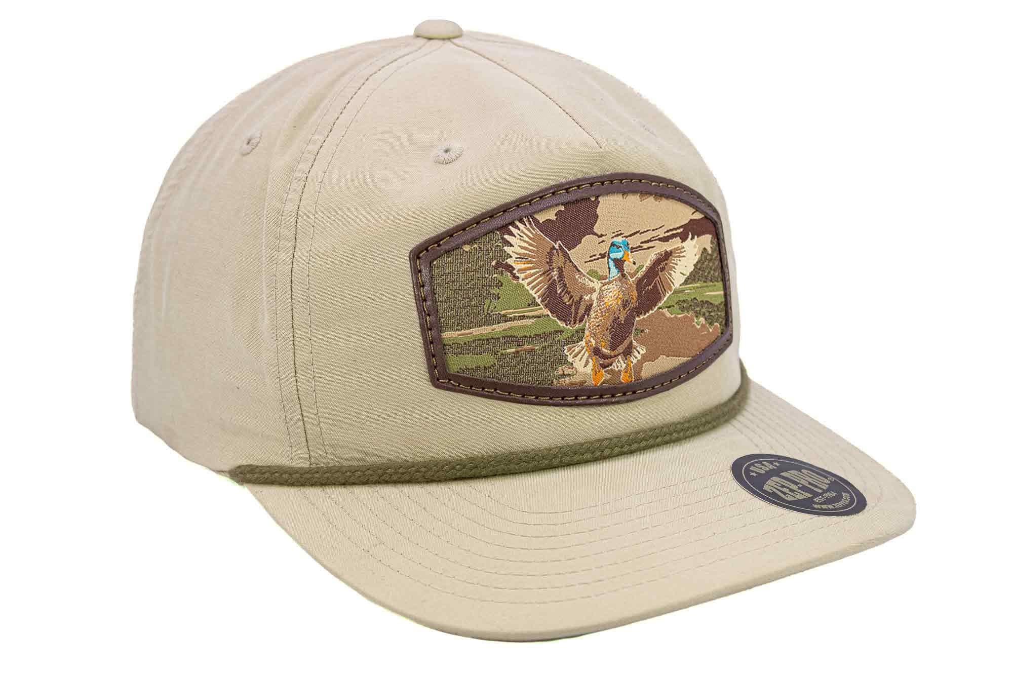 Mallard Woven Patch Rope Hat. 5-Panel Modern Flat Bill Cap. Richardson Golf Snapback Cap. Zep-Pro Trucker Hat. Flying Duck. Hunting Merch