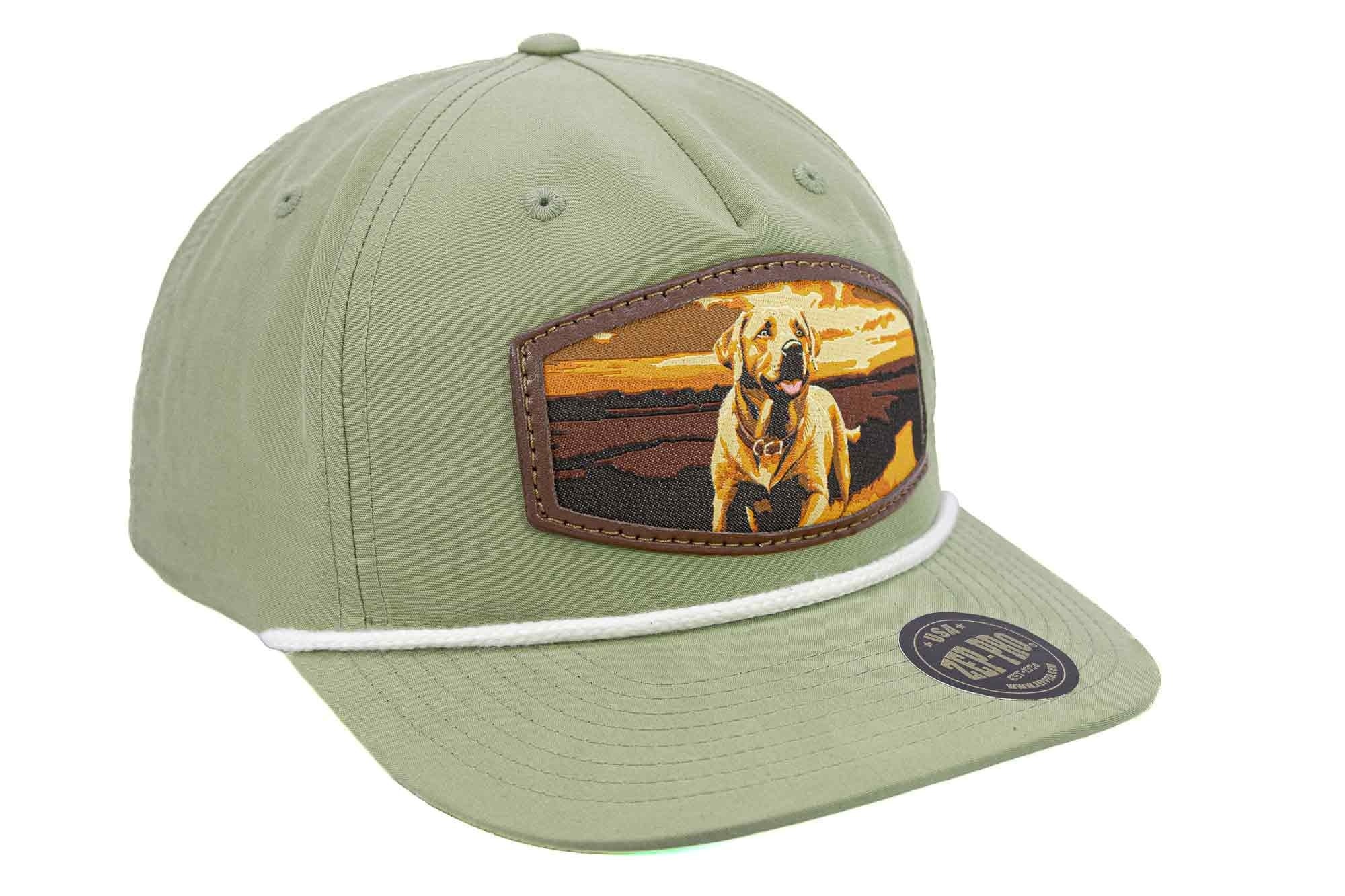 Lab Woven Patch Rope Hat. 5-Panel Modern Flat Bill Cap. Richardson Golf Snapback Cap. Zep-Pro Trucker Hat. Yellow Lab Cap. Hunting Merch