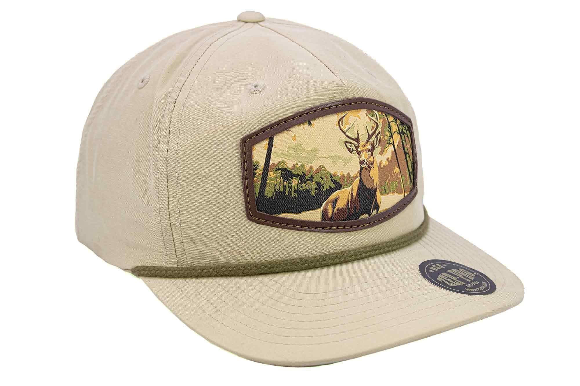 Buck Woven Patch Rope Hat. 5-Panel Modern Flat Bill Cap. Richardson Golf Snapback Cap. Zep-Pro Trucker Hat. Whitetail Deer. Hunting Merch